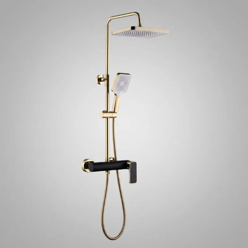 Set doccia quadrato oro nero