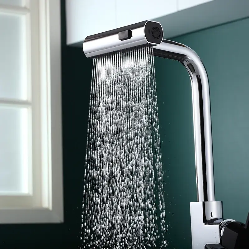 Brass Pull Out Spring Kitchen Faucet