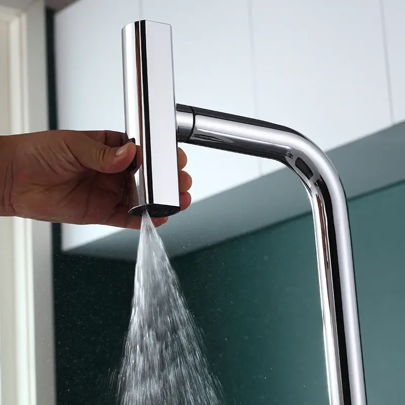 Brass Pull Out Spring Kitchen Faucet