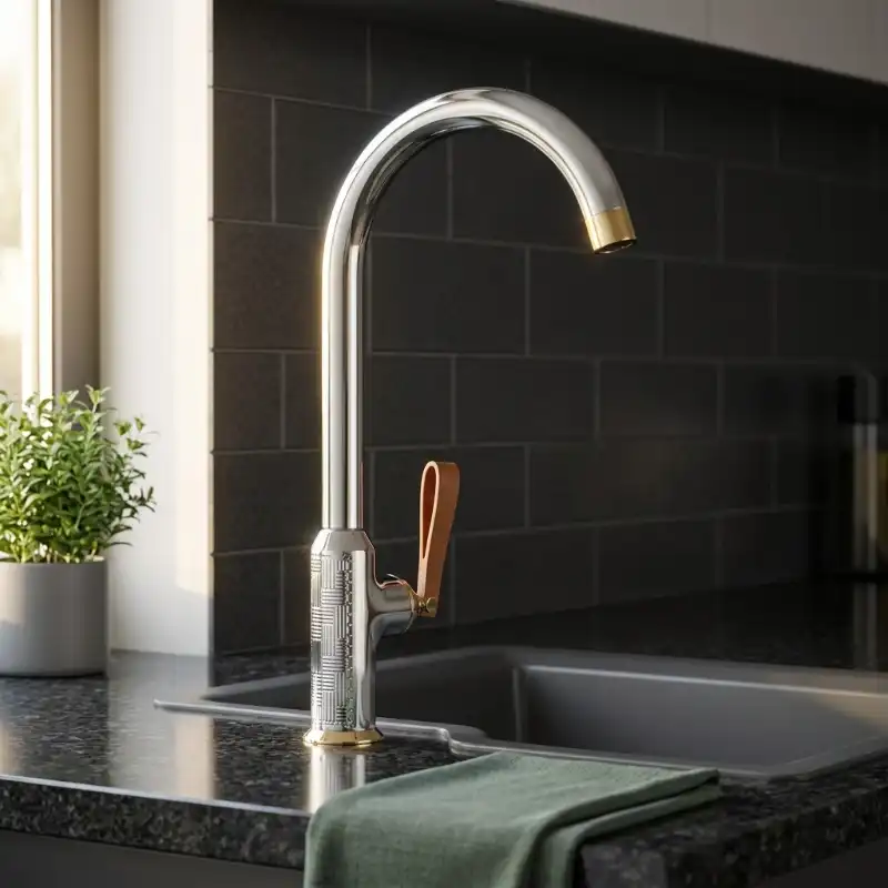 Rubinetto da cucina in ottone ad arco alto di lusso