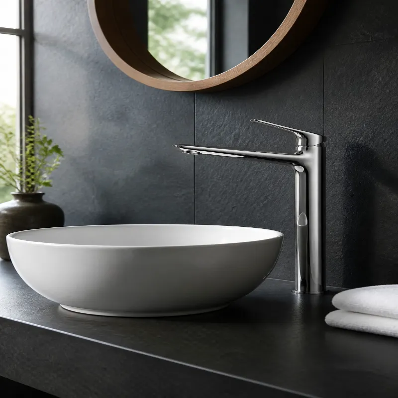 Rubinetto per lavabo alto in cromo lucido premium
