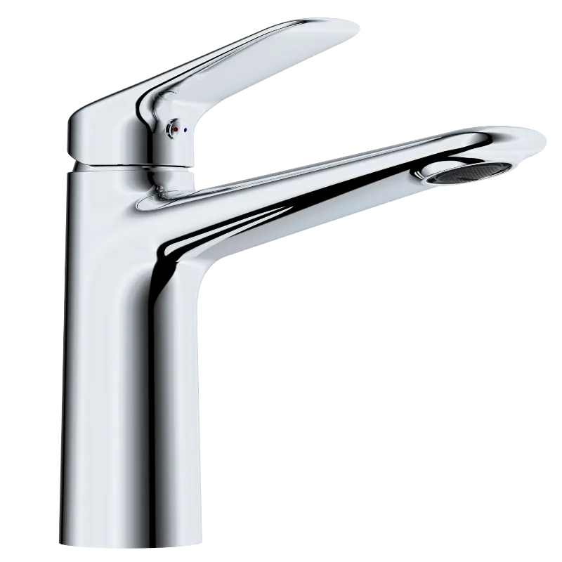 Rubinetto per lavabo in ottone cromato con maniglia singola